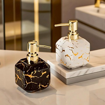 【A&R】御石鎏金陶瓷洗護按壓瓶 380ML - 曜石黑