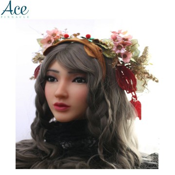 偽娘頭套偽娘面具 變裝面具 cd面具 矽膠面具硅膠女生頭套裝舞會面具 性感夜店男變女Cos 化妝舞會變裝用品逼真面具