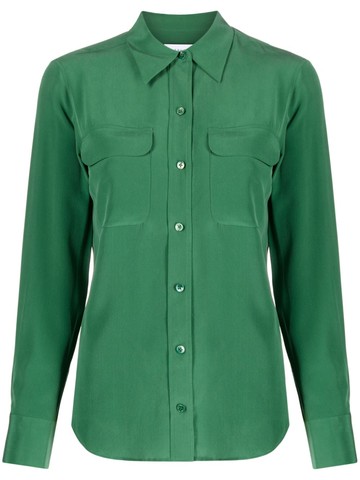 Equipment - Signature silk shirt - women - Silk - L - Green