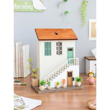 阿楹 奶油風房子模型擺件客廳工位桌多巴胺布置造景別墅娃屋裝飾