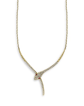 Bloomingdale's Fine Collection Diamond & Ruby Snake Statement Necklace in 14K White Gold, 16-18 - Exclusive