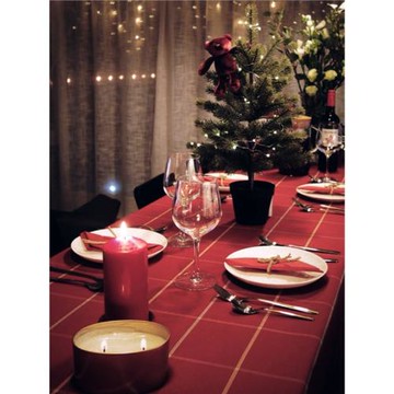 新年復古美式深紅色格子防水家用家居餐桌布茶幾臺布料蓋布藝裝飾