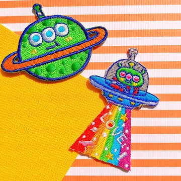 刺繡貼紙 繡布燙 -外星人寶貝