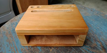 O1台灣檜木手機擴音座、名片座、筆座16公分x13.5公分x6公分