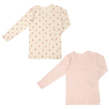 akachan honpo - 長袖圓領速乾上衣-2件組 櫻桃-粉紅色