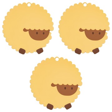 小麥購物 G809 卡通矽膠隔熱墊 大  黃色羊  3個