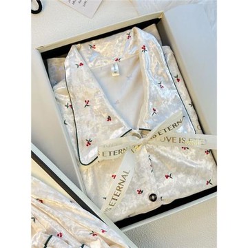 2024年新款金絲絨睡衣女秋冬高級感長袖家居服送閨蜜生日禮物禮盒