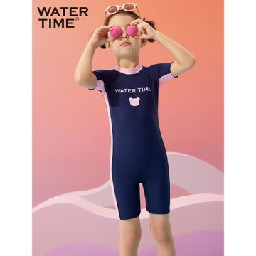 WaterTime兒童泳衣2023新款女孩卡通連體游泳衣女童保暖速干泳裝