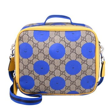 GUCCI 835842 Euan Roberts 聯名印花手提單肩箱型包.藍/黃