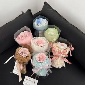❀【花中世界】❀創意小mini紅玫瑰假花永生花束皁花仿真花單支成品小花束畢業禮物