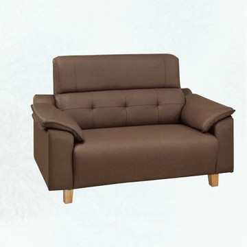 文創集 倫可咖啡色耐磨皮革二人座沙發椅-147x82x95cm免組