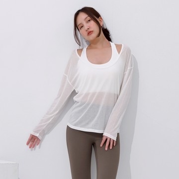 Mori girl 親膚棉柔罩衫長袖上衣 白