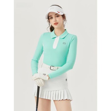 FG高爾夫服裝女秋款長袖T恤綠色上衣高爾夫球裙套裝時尚顯瘦女裝