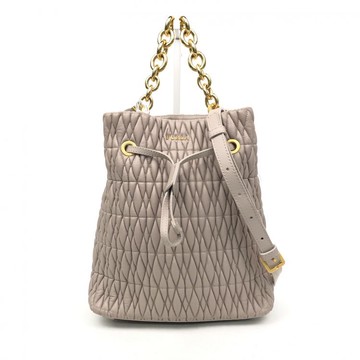 furla粉色皮革壓紋鍊條水桶包