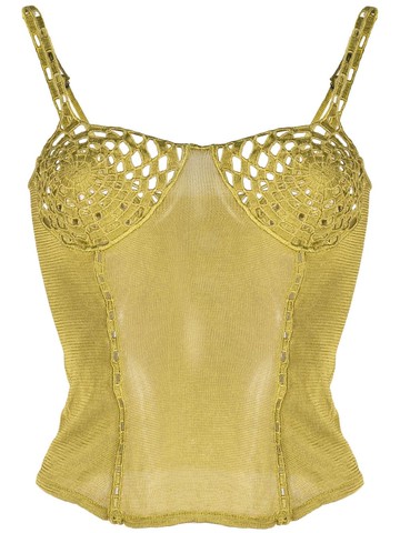 Isa Boulder - crochet-knit corset-style top - women - Rayon - M - Green
