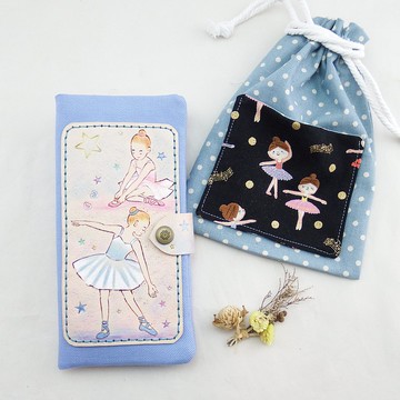 芭蕾舞皮革布長夾 加贈芭蕾舞小束口袋