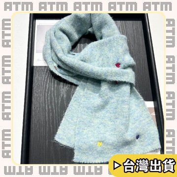 🔥臺灣出貨🔥可開發票✅輕飾時光韓國設計師小衆刺繡愛心純色圍巾女甜美少女風秋冬百搭保暖圍脖潮