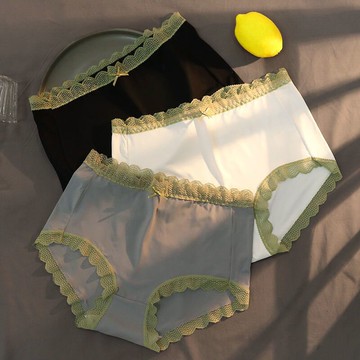 1/3條 冰絲內褲女少女無痕高腰大碼提臀性感女士三角褲黑白灰