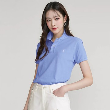 Polo Ralph Lauren RL 熱銷刺繡小馬短袖Polo衫(女)-水藍色