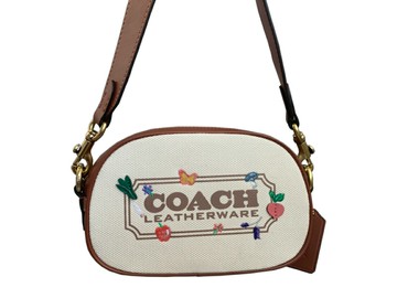 ~雪黛屋~COACH 斜背包超小容量國際正版保證進口防水防刮皮革材質品證購證塵套提袋等候10-15日C27641