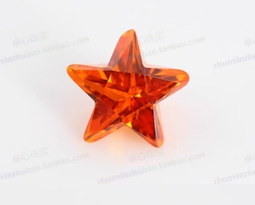 桔紅色立方氧化鋯石五角星形裸石(1入5顆