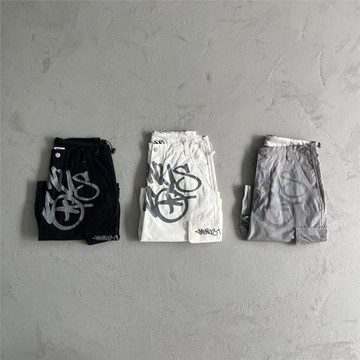 Minustwo cargos印花拼接工裝褲潮流休閑高街短褲ins超火 drill風