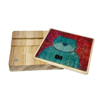 木質多功能方塊手機架 熊與相機 客製化禮物 手機支架 手機座 鏡