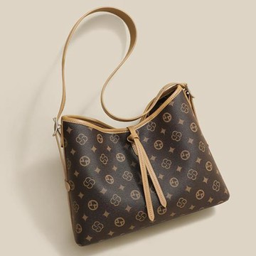 Jpqueen 幾何印花輕奢抽繩大容量時尚肩背包(2色可選)