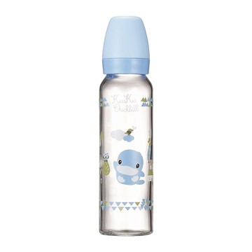 KU.KU. 酷咕鴨 超矽晶標準玻璃奶瓶  藍色  240ml  1個
