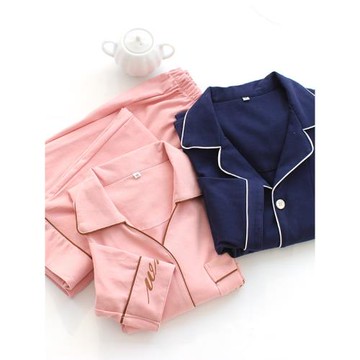 柔軟細膩女全棉情侶款家居服套裝