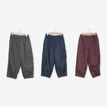 【Dailo】水豚君大口袋九分燈籠褲 藍 黑 紅