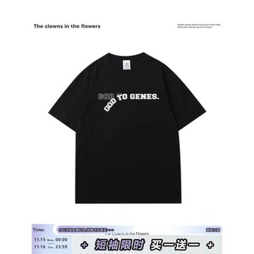 oddnova美式復古黑色字母印花短袖T恤女圓領休閑百搭半截袖