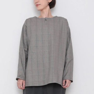 OMAKE.jp 單扣襯衫上衣FreeTop 淺灰格