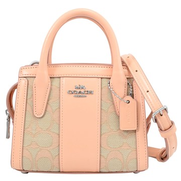 COACH CT756 ANDRE 織布印花迷你兩用小廢包.淺粉