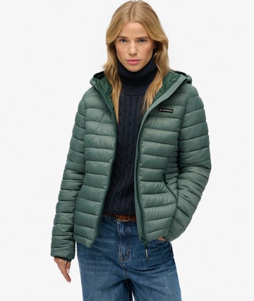 Superdry Women's Hooded Fuji Lite Padded Jacket Green Size: 8