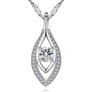 925純銀項鍊 鑲鑽吊墜-高貴典雅魅力誘人情人節生日禮物女飾品73gu49【獨家進口】【米蘭精品】