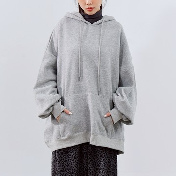 QUEENSHOP_F 女裝 長袖 MIT 素面口袋造型刷毛連帽衛衣-花灰 現+預 【01111023】