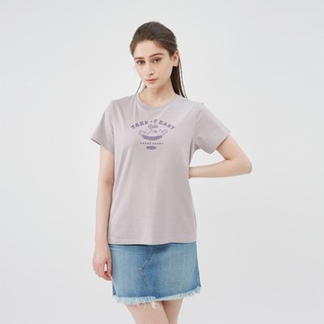 GIORDANO 女裝小熊日常印花上衣 - 05 深灰紫