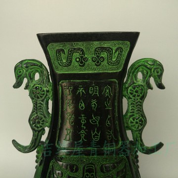 商周仿古青銅器酒器擺件 招財獸耳花瓶客廳裝飾品復古擺設工藝品