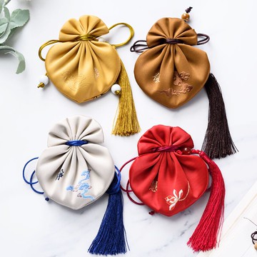 情人節中式心形小香囊 情侶掛飾古風荷包袋香囊錦囊七夕香包漢服