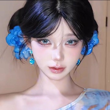 🥇隔日達出💎碎冰藍玫瑰!超仙森系漸變花朵髮夾女2026新款劉海碎髮夾海邊拍照