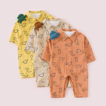嬰兒純棉長袖恐龍連體衣寶寶男女連身衣爬服哈衣嬰幼兒衣服