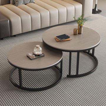 公司貨附發票 茶几 邊桌 茶幾巖板客廳家用小戶型輕奢北歐圓形大理石桌子現代簡約網紅新款 快速出貨