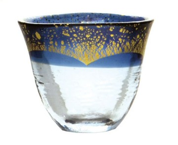 日本Toyo-Sasaki｜燒酒杯 藍｜金箔