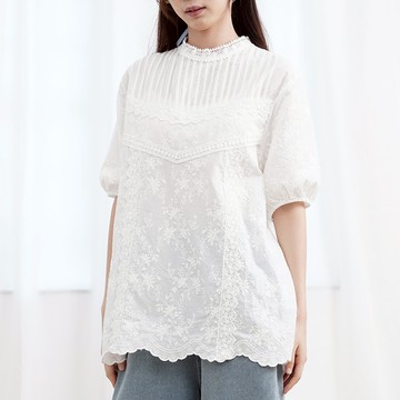 花邊刺繡文藝上衣470974