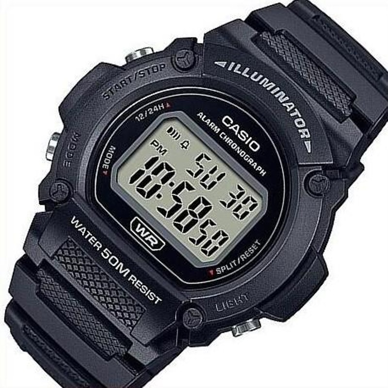 CASIO Standard カシオ スタンダード アラームクロノ メンズ腕時計 デジタルモデル ブラックケース ラバーベルト 海外モデル  W-219H-1A | LINEショッピング