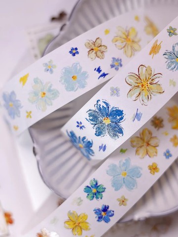 淺鹽花町  輕復古鹽系小花百搭和紙pet切模手帳膠帶拼貼