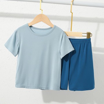 親子透氣涼爽短袖家居服套裝/空調服-浩瀚藍