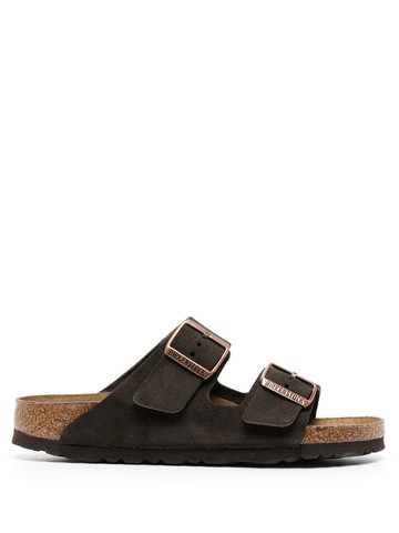 Birkenstock - Arizona open-toe slides - unisex - Calf Leather/Calf Leather/Rubber - 45 Narrow - Brown