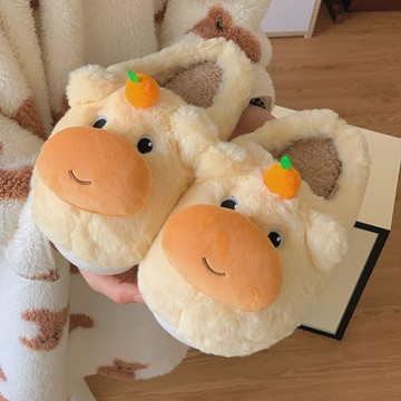 🔥臺灣出貨🔥2025新款嚕櫓水豚棉拖鞋 女冬季男女情侶外穿防滑居家保暖棉鞋 水豚棉拖鞋 卡皮巴拉棉拖鞋 全包棉拖鞋 半包